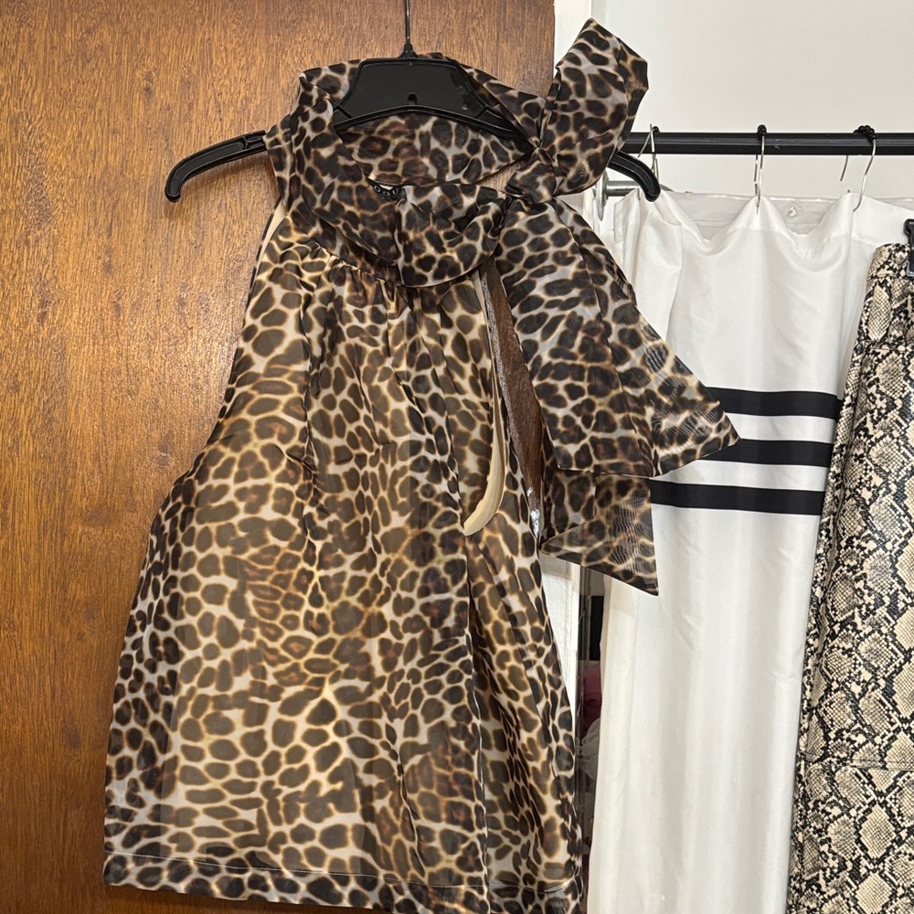 Eloquii Brown and Black Leopard Print Halter Top